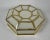 Octagonal white glass and gold metal flush mount ceiling or wall lamp. this lamp is probably from the 1960s/1970s. It is...