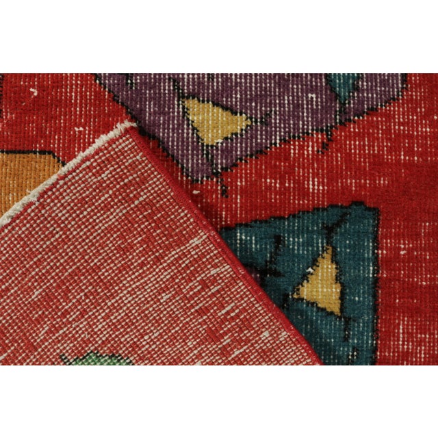 1960s 1960s Vintage Zeki Müren Runner in Red, Multicolor Mid-Century Modern Pattern For Sale - Image 5 of 6