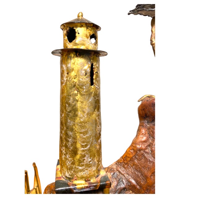 Mid 20th Century Frank Sunseri Burlwood & Metal Coastal Sculpture Lighthouse Nautical Carmel Monterey California Artist For Sale - Image 10 of 11