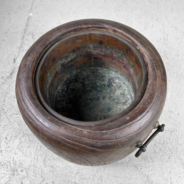 Mid-Century Modern Antique Hibachi with Wooden Box, Japan, 1920s, Set of 2 For Sale - Image 3 of 15