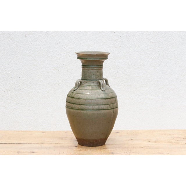 Asian Song Dynasty Style Celadon Glazed Vase For Sale - Image 3 of 10