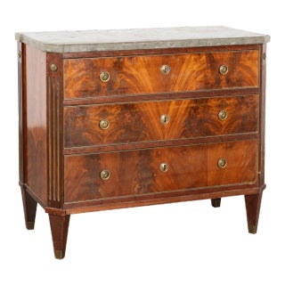 Mahogany Chest of Three Drawers With Marble Top, Sweden Circa 1820-40 For Sale