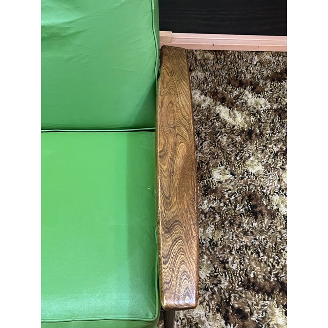 1960s Mid-Century Modern High-Back Avocado Green Vinyl Lounge Chair For Sale - Image 9 of 16