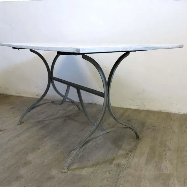 Industrial Metal & Wooden Dining Table, 1940s For Sale - Image 4 of 9