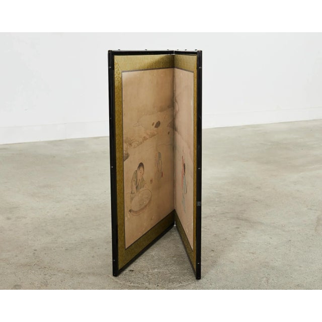 Japanese Edo Two Panel Screen Children Playing Catching Fish For Sale - Image 11 of 12