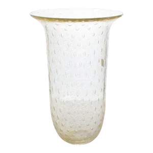 Italian Art Glass Murano Vase Gold Flakes and Bubbles by Gambaro & Poggi