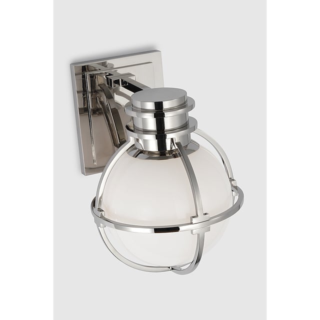 Modern Chapman & Myers for Visual Comfort Signature Gracie Single Sconce in Polished Nickel with White Glass For Sale - Image 3 of 10
