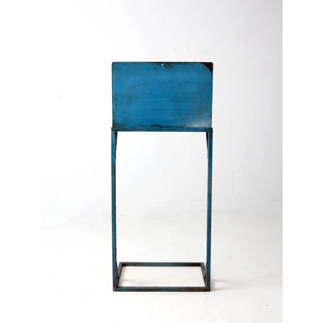 Mid-Century Modern Vintage Industrial Blue Metal Standing Desk For Sale - Image 3 of 11