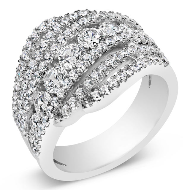 Contemporary .925 Sterling Silver 2.00 Cttw Lab Grown Diamond Cluster Band Ring, Size 9 For Sale - Image 3 of 6