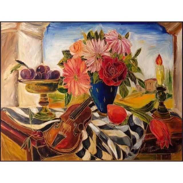 "Afternoon Serenade" framed Original Acrylic on Canvas by Maya Eventov Hand Signed by the Artist museum mounted, matted...