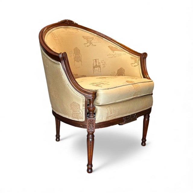 French Louis XVI Style Bergere Armchair. For Sale - Image 14 of 16