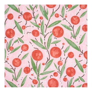 Schumacher Mirabelle Fabric in Cherry & Blush For Sale