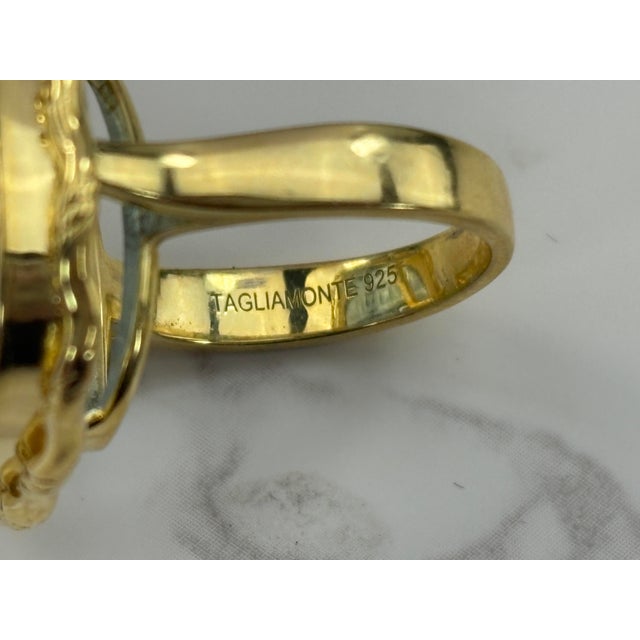 Metal Tagliamonte Venetian Glass Intaglio Ring – 925 Sterling With 18k Gold Plating, Size 6 For Sale - Image 7 of 10