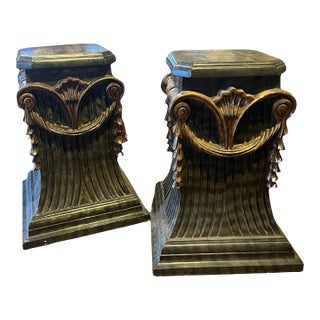 Circa 1930 to 1940 Pair Faux Marble Display Pedestals For Sale