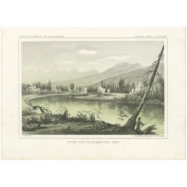 Sarony, Major & Knapp, Bitter Root River Near Fort Owen in Montana, Tinted Lithograph, 1856 For Sale