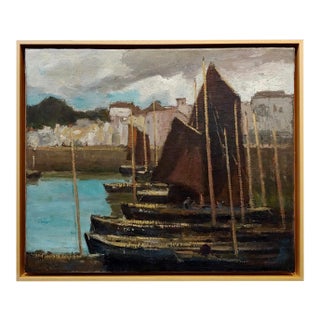 George Elmer Browne- Sail Boats at the Marina -Oil Painting For Sale