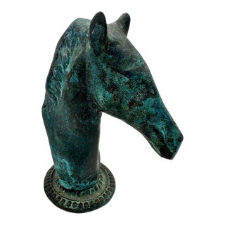 Mid 20th Century Vintage Verdigris Small Horse Head For Sale