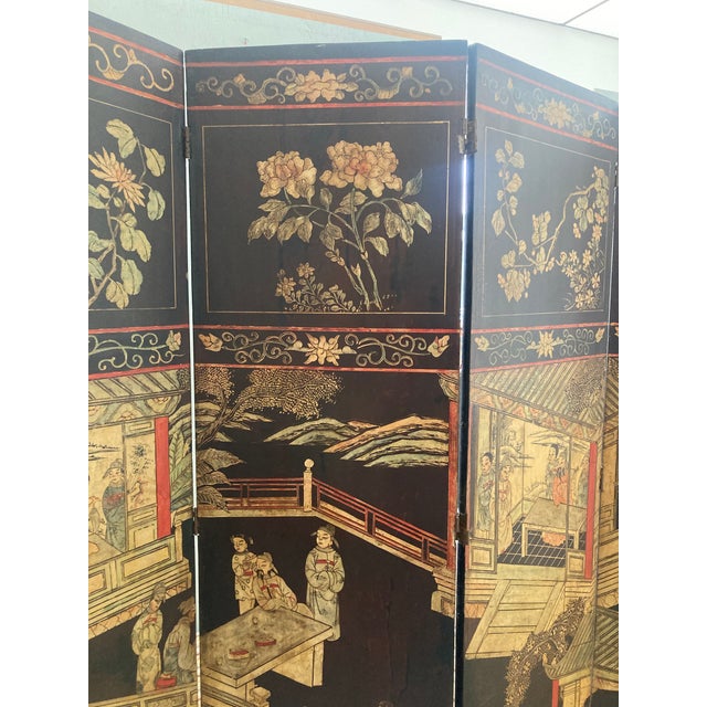 18th Century Coromandel Pagoda 8 Panel Folding Screen For Sale In Los Angeles - Image 6 of 14