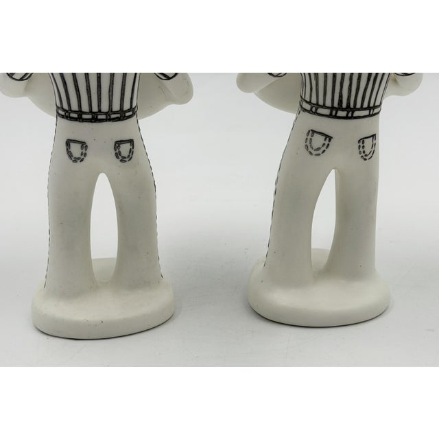 1990s Emilia Castillo "The Couple" Bisque Porcelain & Sterling Silver Salt Cellars - 4 pcs For Sale - Image 15 of 18