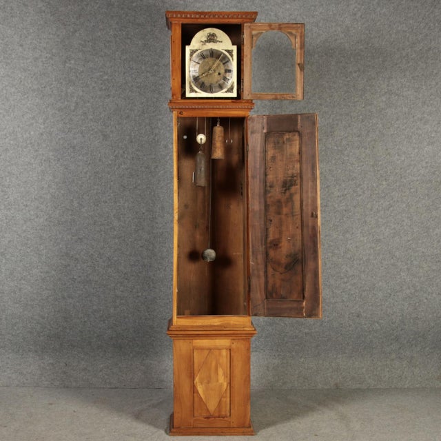Antique Biedermeier Grandfather Clock in Cherry Tree, 19th Century For Sale - Image 15 of 18