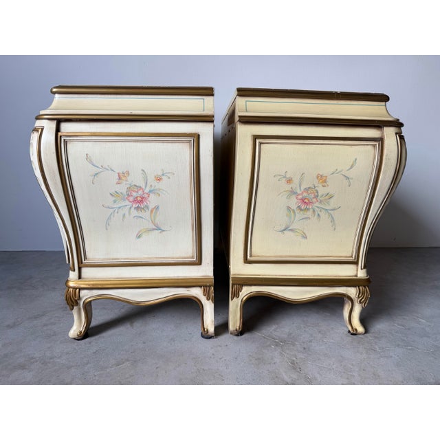 Ivory Vintage Karges French Provincial Louis XV-Style Two-Drawer Nightstands – A Pair For Sale - Image 8 of 13