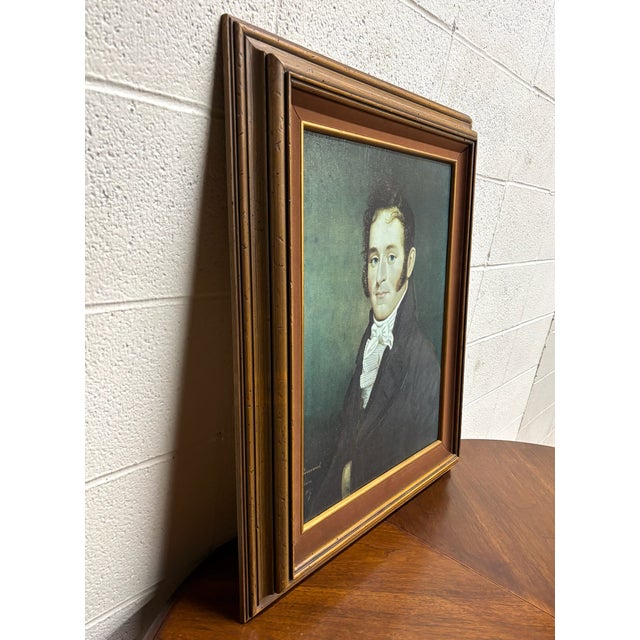 Paint Vintage Ethan Allen Greenwood “Portrait of a Gentleman” Framed Reproduction For Sale - Image 7 of 11