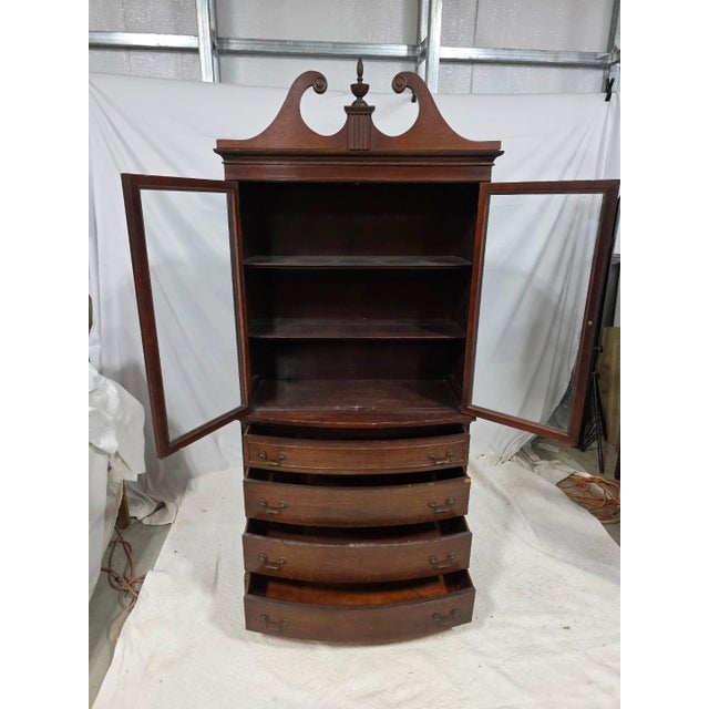 Vintage Curved Front China Cabinet / Secretary Cabinet For Sale - Image 15 of 15