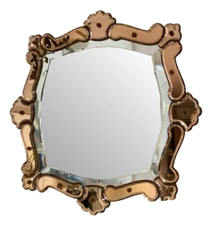 Venetian Quadratic Mirror with Rosé Rauchglass Frame