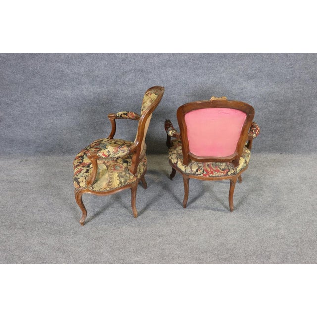 Set 4 Antique Fantastic Louis XV Style Needle Point Side Chairs For Sale - Image 14 of 16
