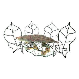 1991 Carlos Alves Sculptural Handmade Mosaic and Metal Leaf Motif Dining Set of 5 For Sale