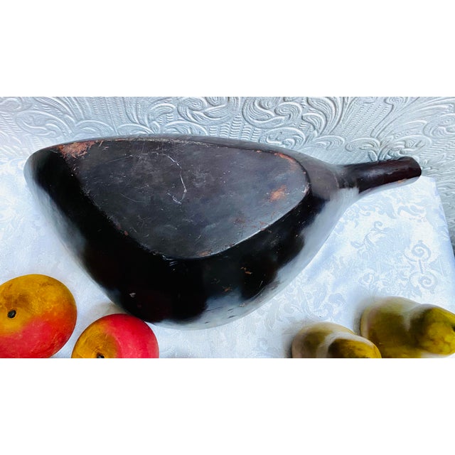 Mid Century Carved Wood Deep Leaf Shaped Bowl With Wood Fruit- 9 Pieces For Sale - Image 10 of 11