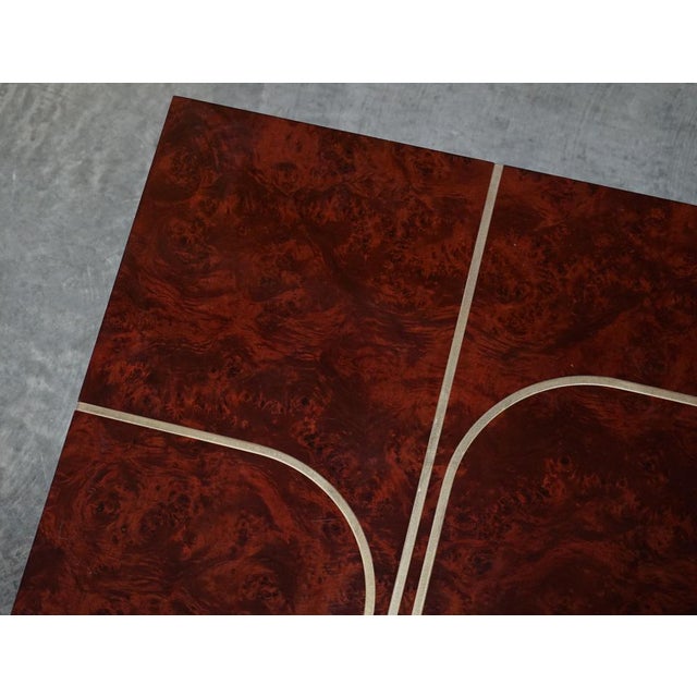 Wood Modern Burr Walnut & Brass Inlay Coffee Table For Sale - Image 7 of 14