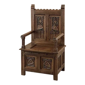 Antique French Neogothic Caquetoire ~ Cathedral Chair ~ Armchair