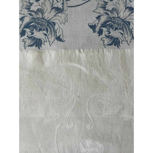 Vintage Blue and White Damask Tablecloth For Sale - Image 10 of 11