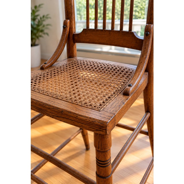 Antique Oak Child’s Youth Table Chair With Cane Seat, Circa 1900 For Sale In Providence - Image 6 of 8