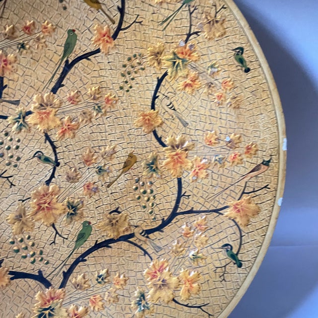 Gold Original Jaffar Ali Paper Maché Platters for Wall Hanging- a Pair For Sale - Image 8 of 12