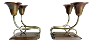 1950s Brass & Copper Candle Holders
