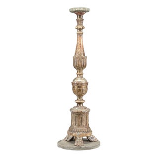 Lacquered Candlestick with Marble Base For Sale