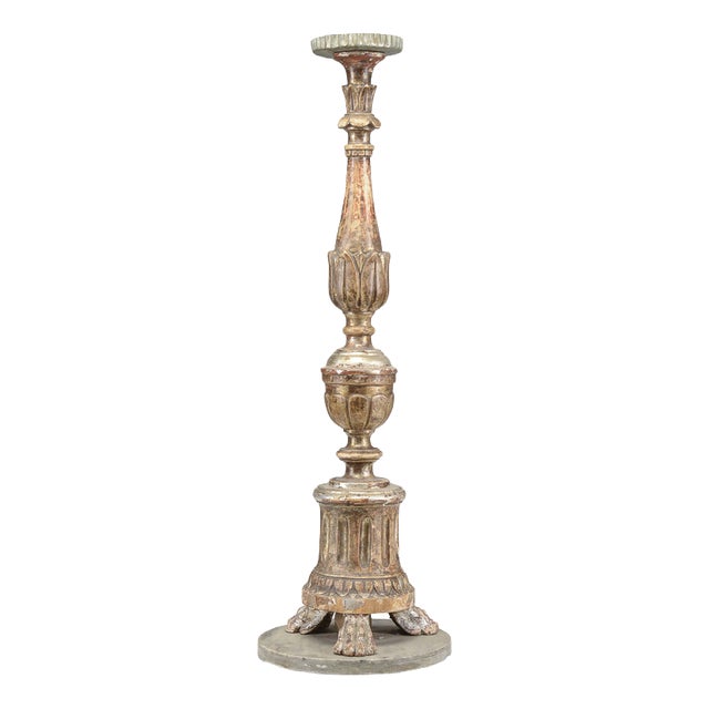 Lacquered Candlestick with Marble Base For Sale