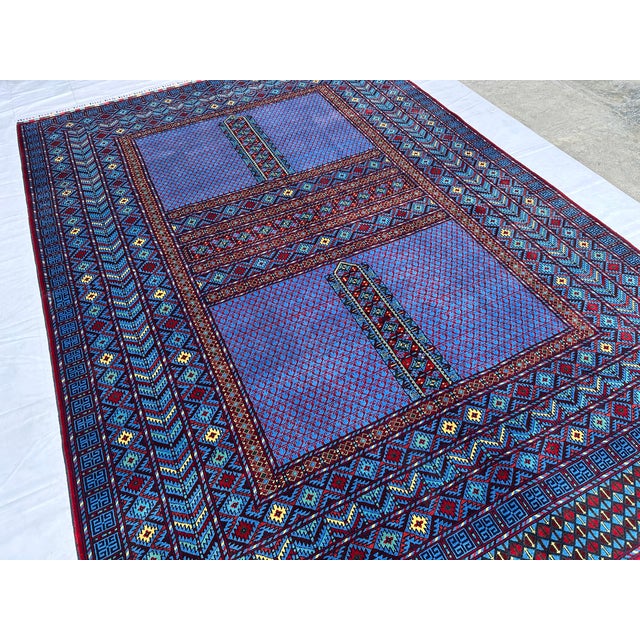 Hand-Knotted Afghan Turkmen Ensi Wool Area Rug - 8'4" X 11'10" For Sale - Image 6 of 15