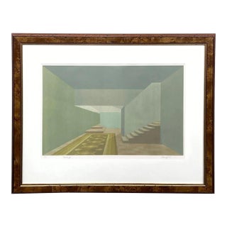Minimalist Modern Liminal Space Lithograph by Lynne Clibanoff 1970s For Sale