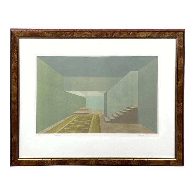 Minimalist Modern Liminal Space Lithograph by Lynne Clibanoff 1970s For Sale