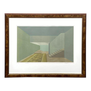 Minimalist Modern Liminal Space Lithograph by Lynne Clibanoff 1970s