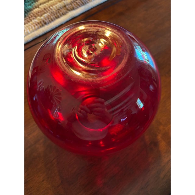 Mid-Century Modern 1970s Garnet Red Bowl Vase For Sale - Image 3 of 4