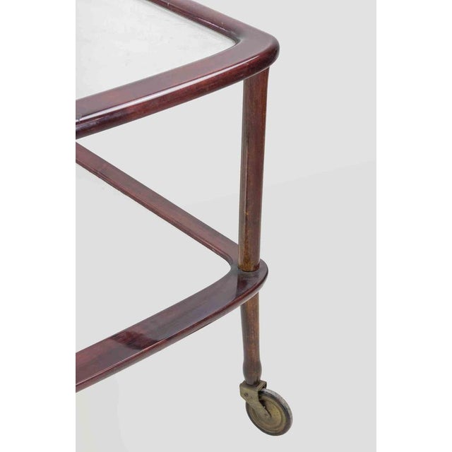 Cesare Lacca Vintage Serving Trolley in Wood and Brass by Cesare Lacca, Italy, 1950s For Sale - Image 4 of 9