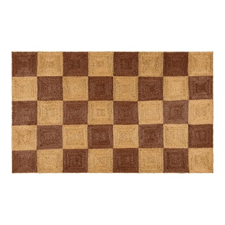 Part & Parcel Goods Jute Block Rug, 10'x14', Chocolate and Nutmeg For Sale