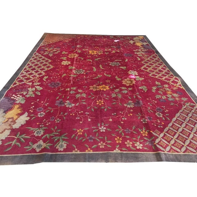 Art Deco 1920s Chinese Art Deco Carpet ( 9' x 11'8" - 275 x 355 ) For Sale - Image 3 of 4