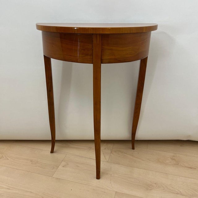 Biedermeier Demi-Lune Console Table in Cherry Wood, South Germany, 1820 For Sale - Image 6 of 18