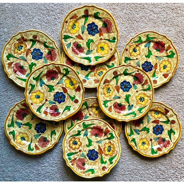 Italian Faience HandPainted PlatesSet 10Signed Chairish