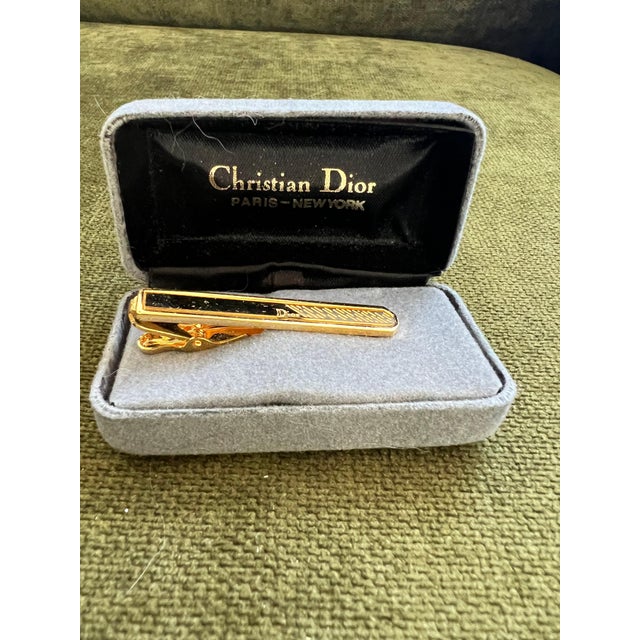 Rare Monsiuer Vintage Christian Dior Gold Plate Tie Clip In Original Case For Sale - Image 11 of 11